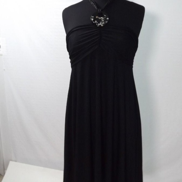 INC BLACK Halter Tunic Top w/ Beaded Necklace XL - Picture 6 of 7